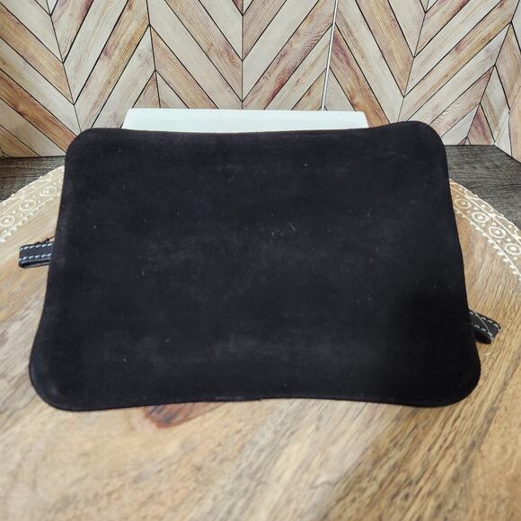 NWOT Cole Haan Black Suede Triple Zip Travel Square Pouch - Picture 2 of 8
